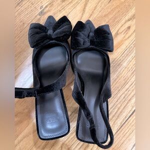 Black ASOS velvet bow sling backs (Size UK6)